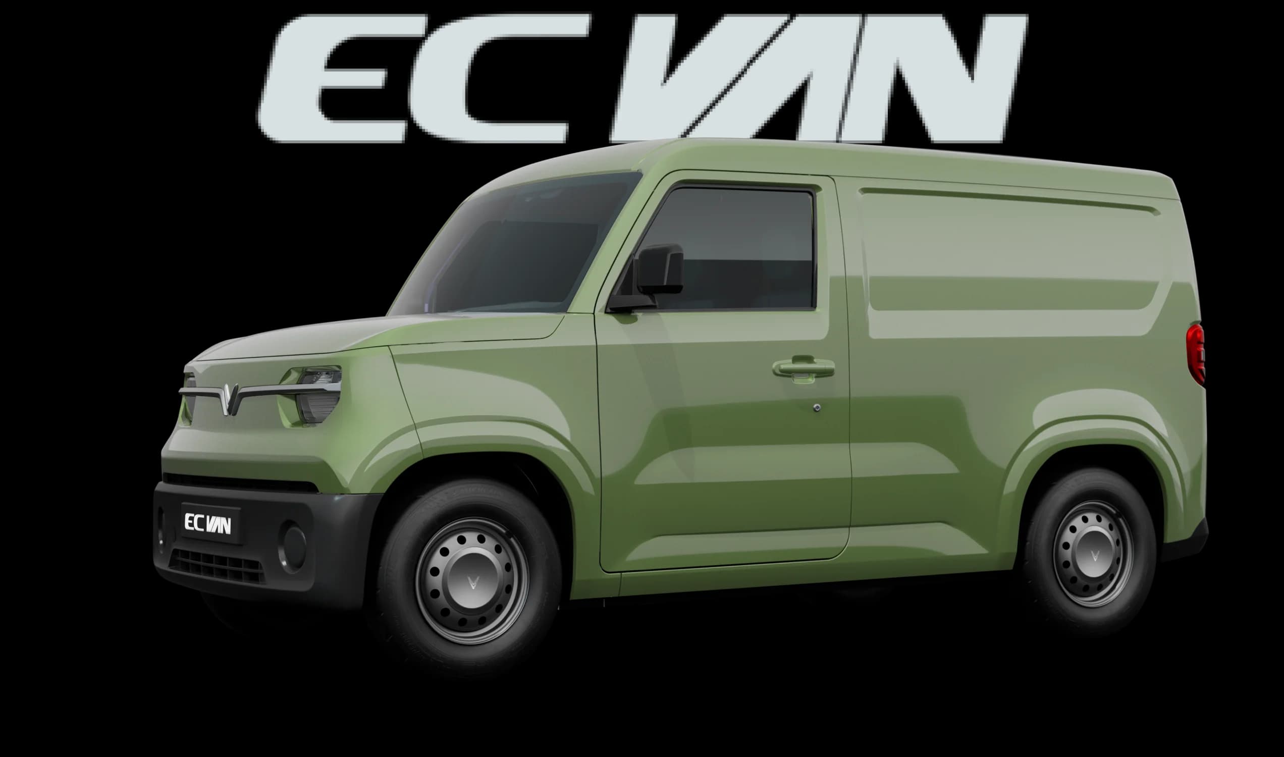 VinFast EC Van màu xanh ngọc nhìn nghiêng trên nền trong suốt